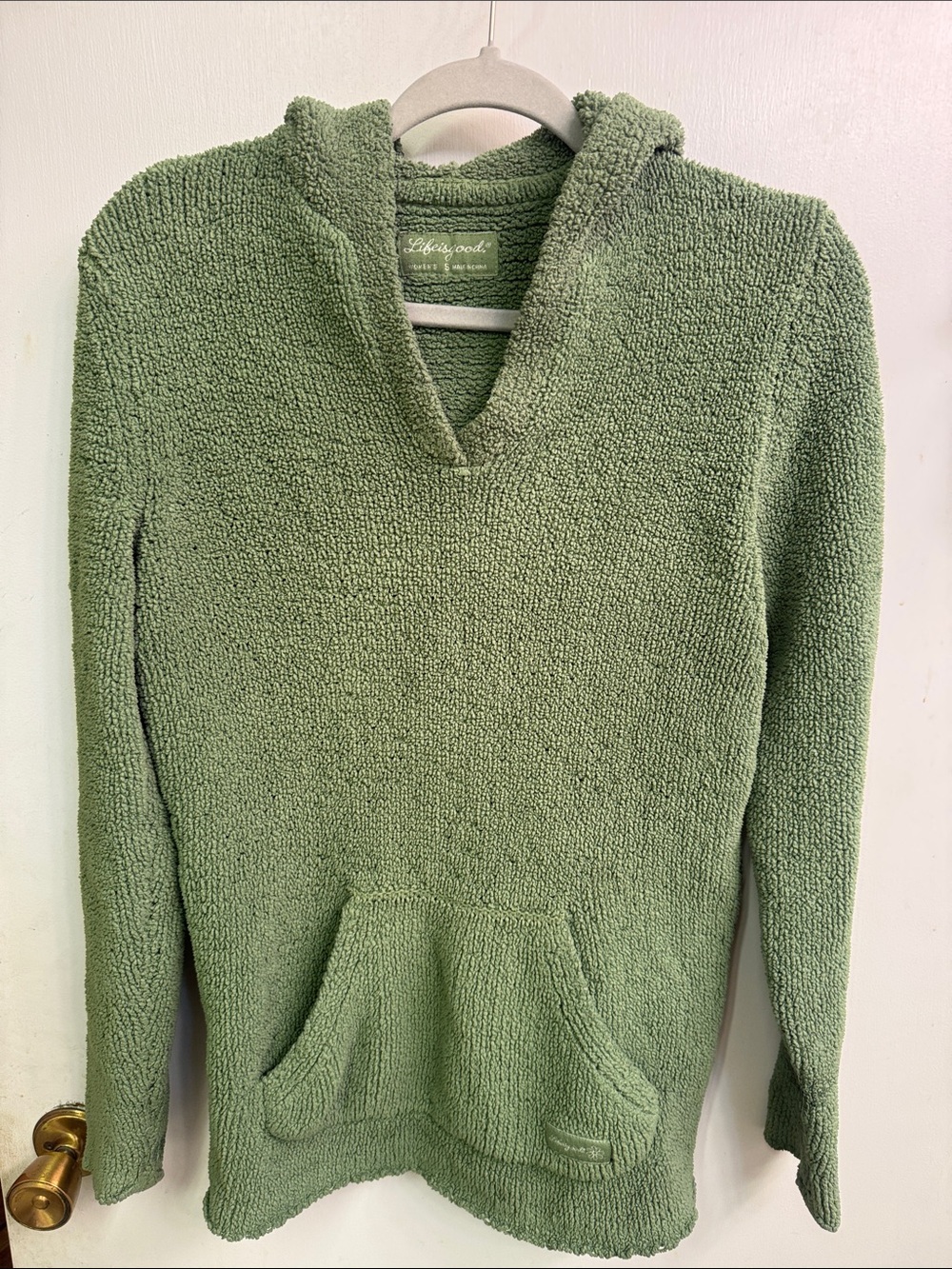 Life Is Good Sage Green Hooded Pullover Sweater